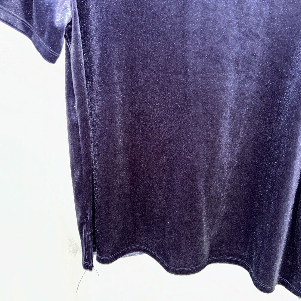 Old Navy Women’s Medium Dark Blue Velour Short Sleeve Top Shirt minimalist glam - Picture 6 of 14